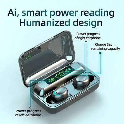 TWS F9 Bluetooth Earphones – Waterproof with LED Display Case