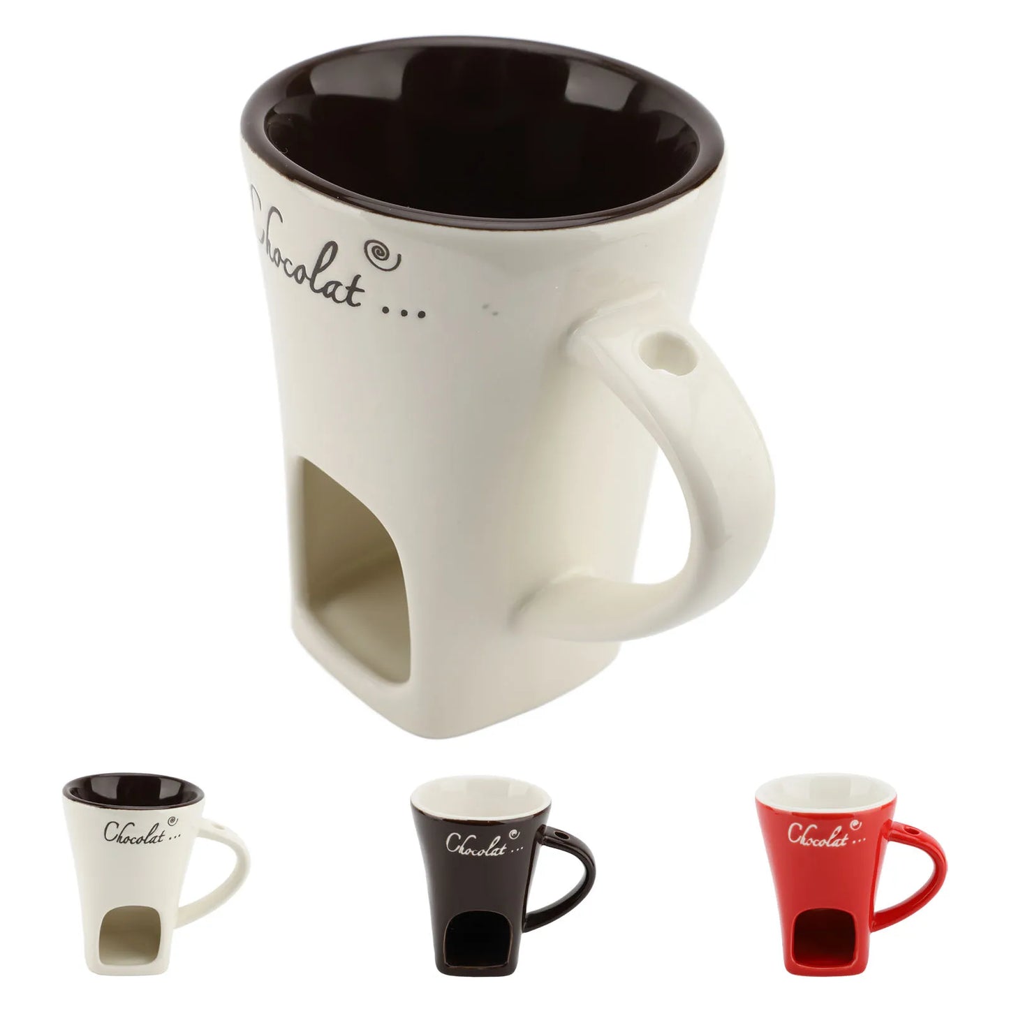 Ceramic Chocolate Fondue Mug – Mini Melting Pot with Fork