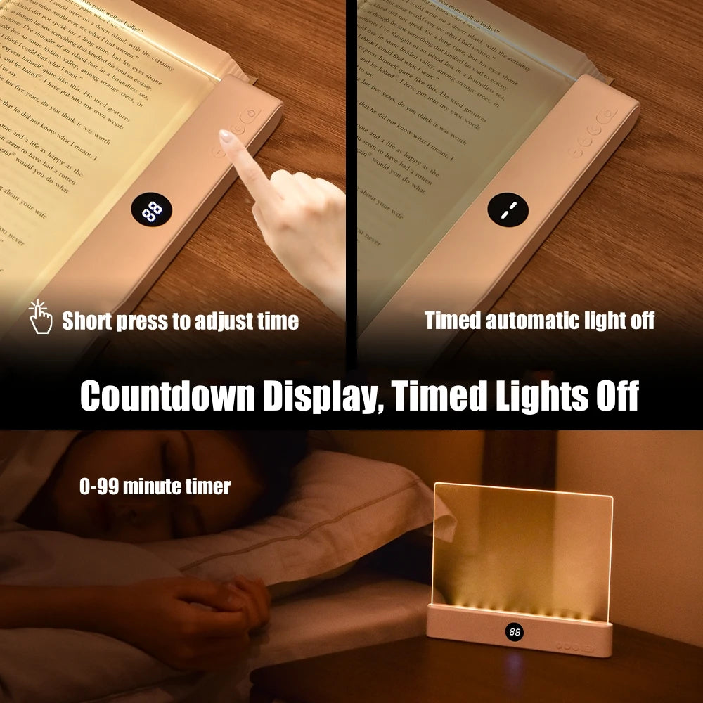 LED Flat Panel Reading Light - USB Rechargeable Eye-Care Lamp