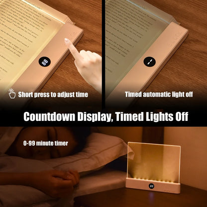 LED Flat Panel Reading Light - USB Rechargeable Eye-Care Lamp