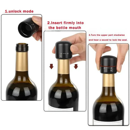 Vacuum Wine Stopper - Rotating Lock Sealer for Red and Sparkling Wine