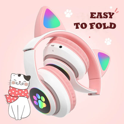 Wireless Cat Ear Headphones – Bluetooth Kids Earphones with Mic
