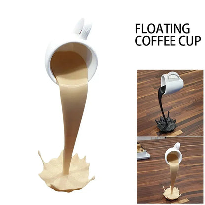 Floating Coffee Mug Resin Sculpture Home Decor