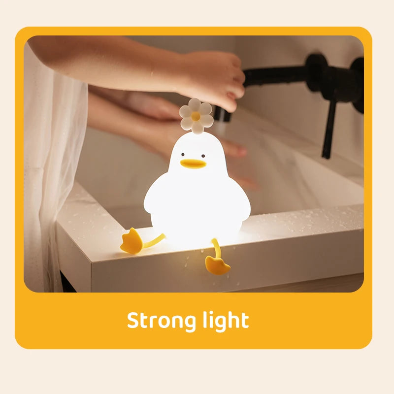 Cute Duck LED Night Light – USB Rechargeable Touch Lamp
