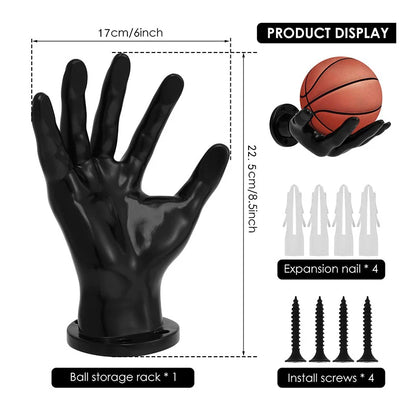 Hand-Shaped Wall Ball Holder - Basketball e Football Storage