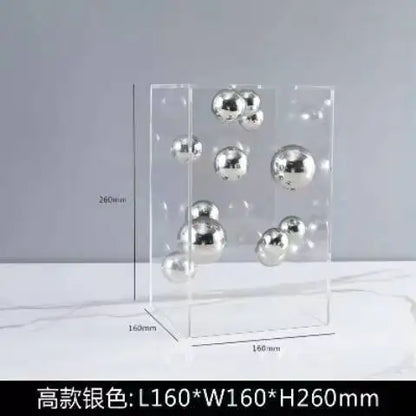Transparent Acrylic Square Ornament – Modern Spherical Decor for Living Rooms