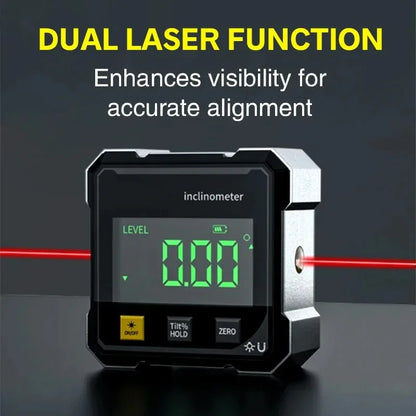 4-Side Digital Angle Meter - Magnetic Laser Slope Gauge