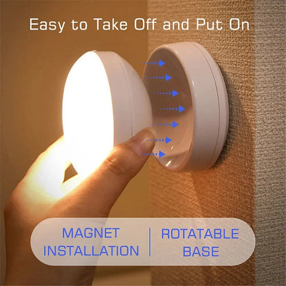 Round USB LED Night Light - Motion Sensor Wall Lamp for Home Safety e Comfort