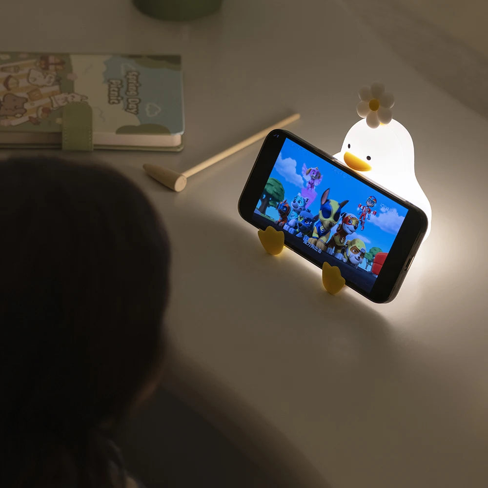 Cute Duck LED Night Light – USB Rechargeable Touch Lamp