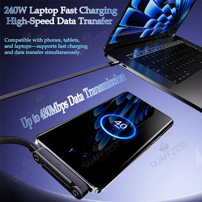 Foldable Phone Holder Cable – 240W Fast Charging 2-in-1