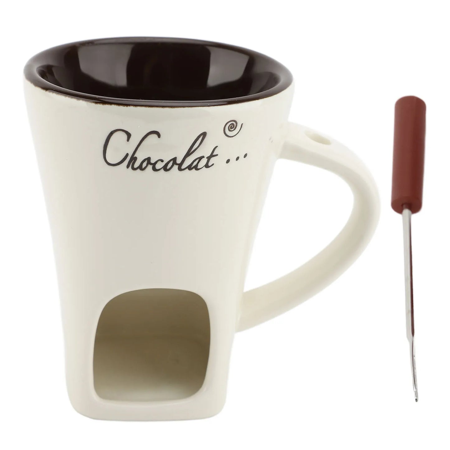 Ceramic Chocolate Fondue Mug – Mini Melting Pot with Fork