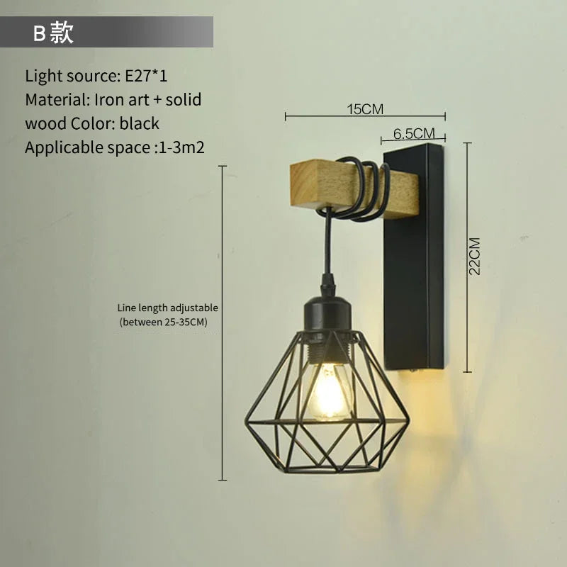 Retro Wrought Iron Wall Light with Single Head