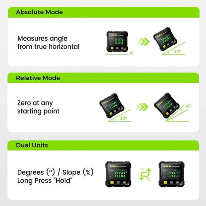 4-Side Digital Angle Meter - Magnetic Laser Slope Gauge