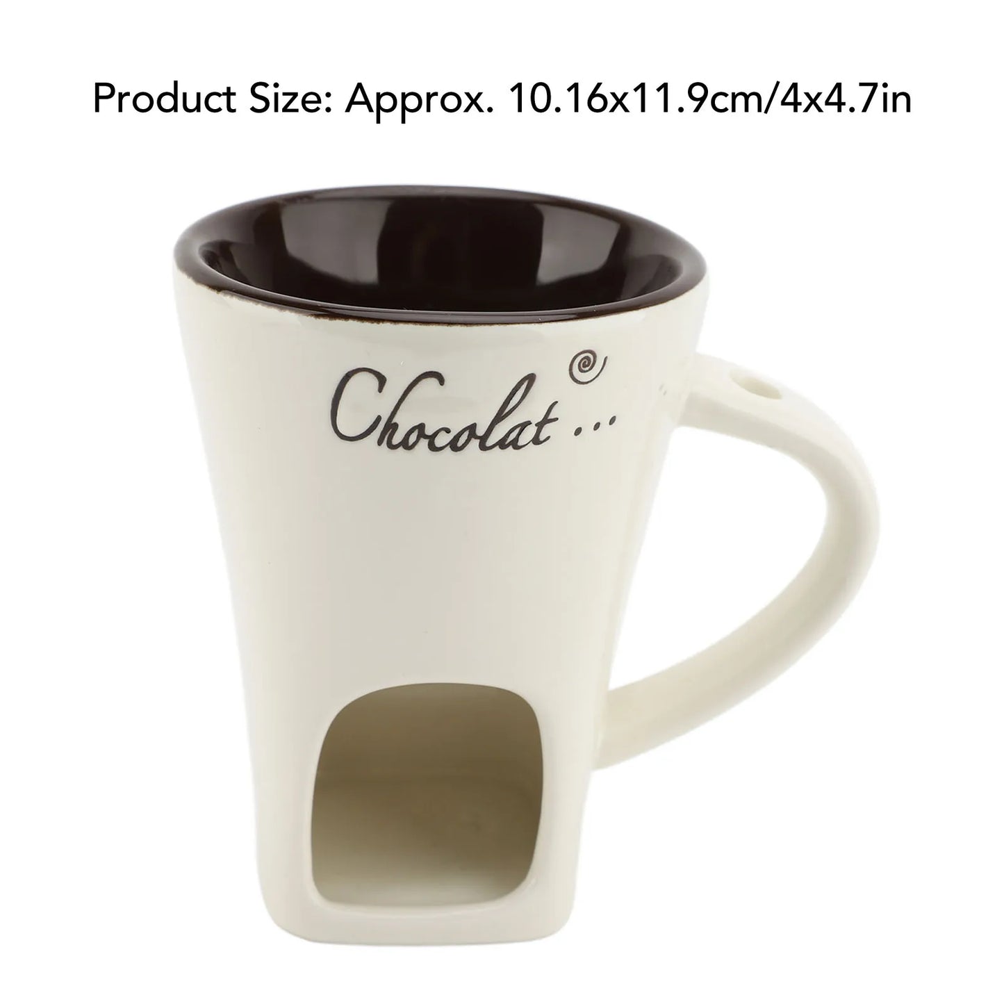 Ceramic Chocolate Fondue Mug – Mini Melting Pot with Fork