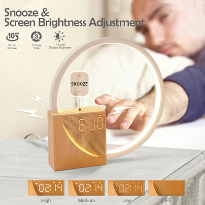 Bedside Alarm Lamp – Dimmable Night Light with White Noise