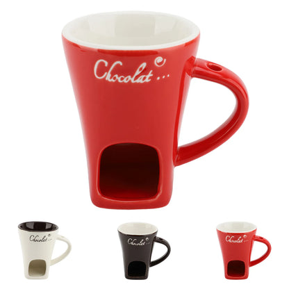 Ceramic Chocolate Fondue Mug – Mini Melting Pot with Fork