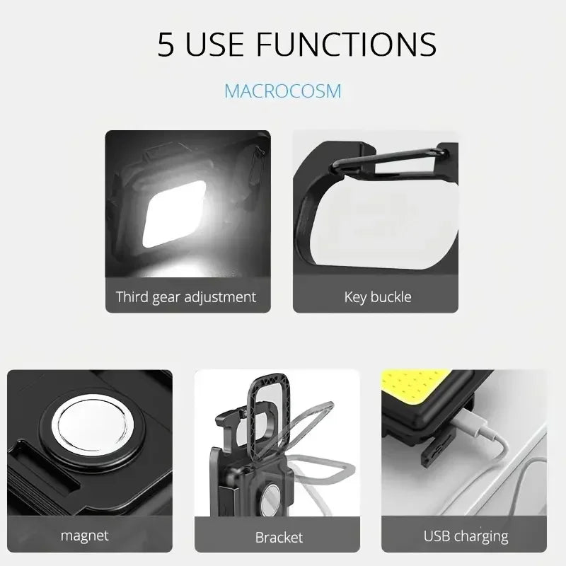 Multi-Function COB Keyring Light – Portable Emergency Mini Lamp