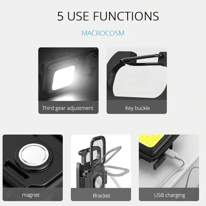 Multi-Function COB Keyring Light – Portable Emergency Mini Lamp