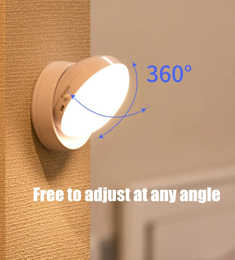 Round USB LED Night Light - Motion Sensor Wall Lamp for Home Safety e Comfort