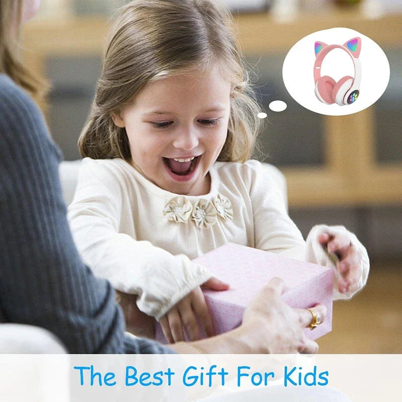 Wireless Cat Ear Headphones – Bluetooth Kids Earphones with Mic