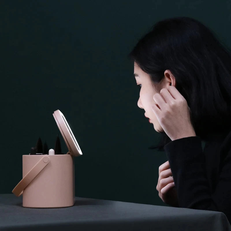 Portable Makeup Organizer Box with LED Mirror