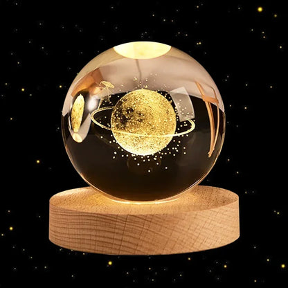 3D Crystal Earth Globe with Wooden Display Base