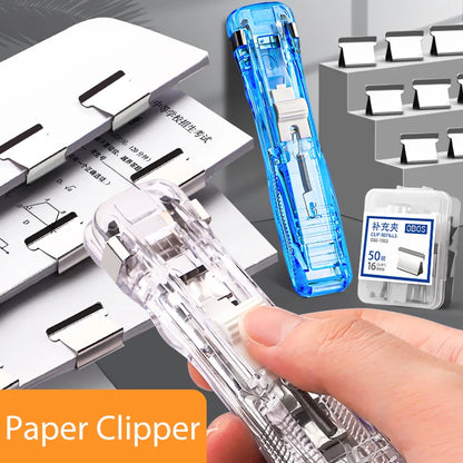 Reusable Push Stapler - Traceless Binding Tool for Office and School