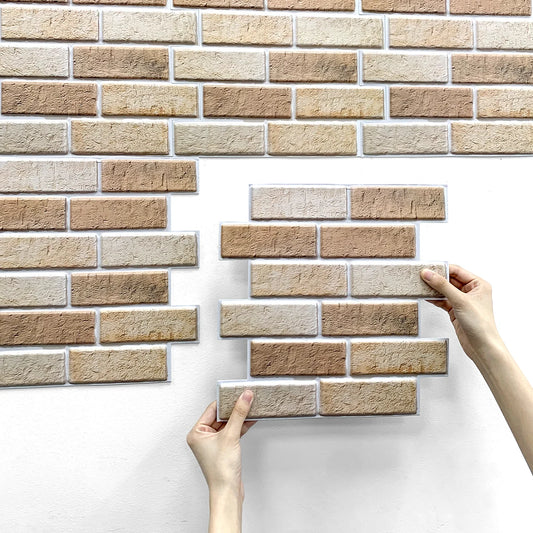 Peel & Stick 3D Brick Wall Stickers – Easy DIY Waterproof Backsplash Tiles