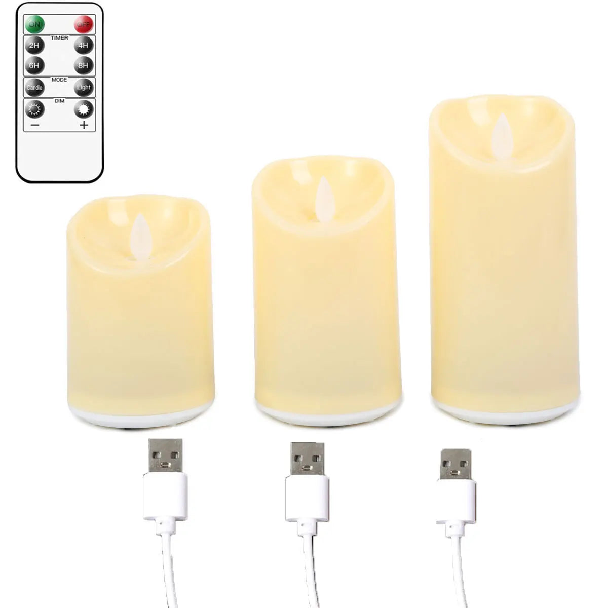 Rechargeable LED Moving Wick Candles – Remote Control Decorative Set