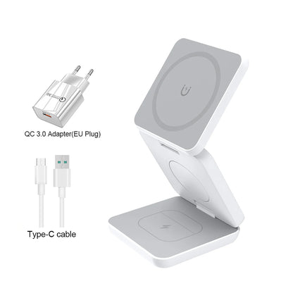Magnetic Wireless Charger Stand – 3-in-1 Foldable iPhone Station