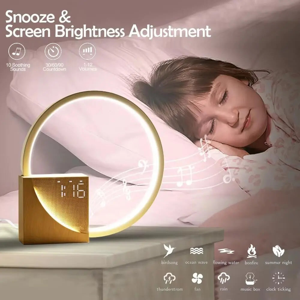 Bedside Alarm Lamp – Dimmable Night Light with White Noise