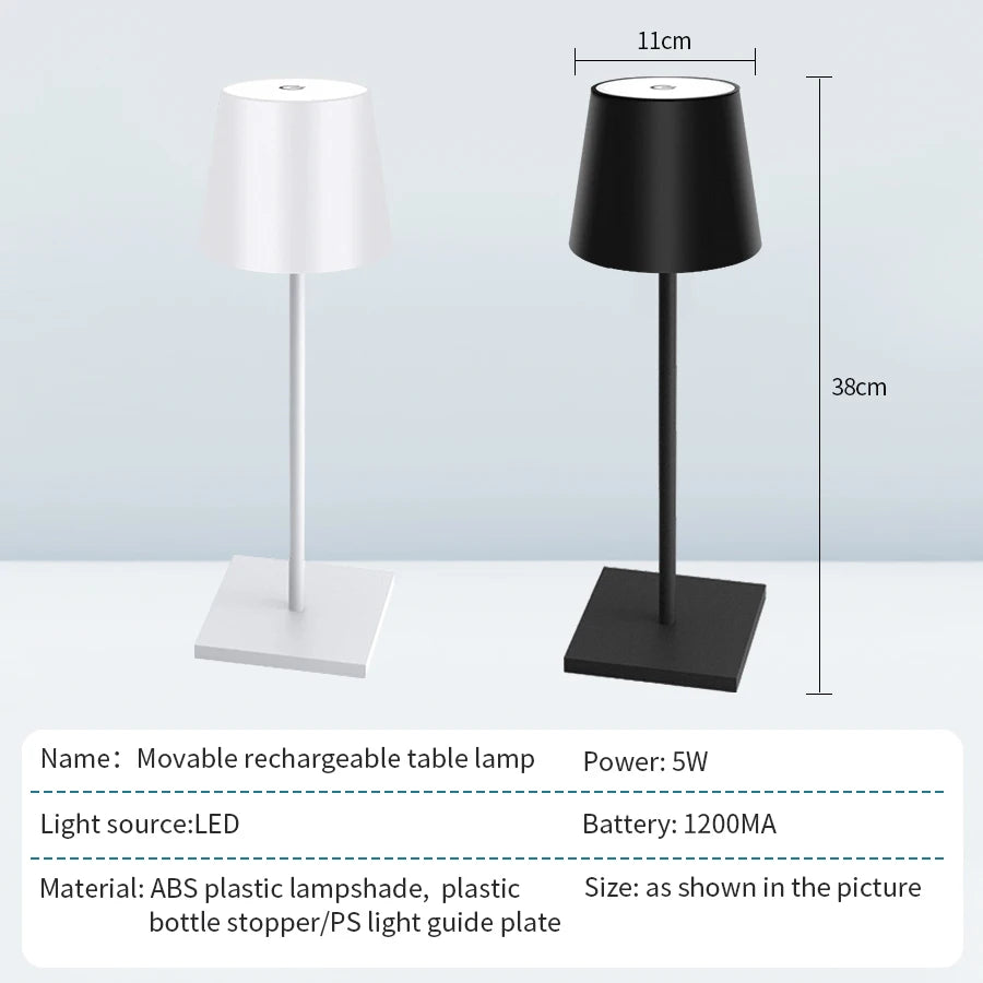 Touch LED Table Lamp – Rechargeable with 3-Level Dimming