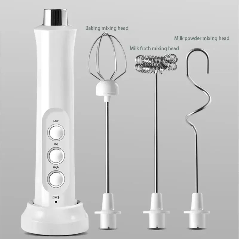 USB Handheld Milk Frother – Wireless 3-Speed Foamer for Lattes e More