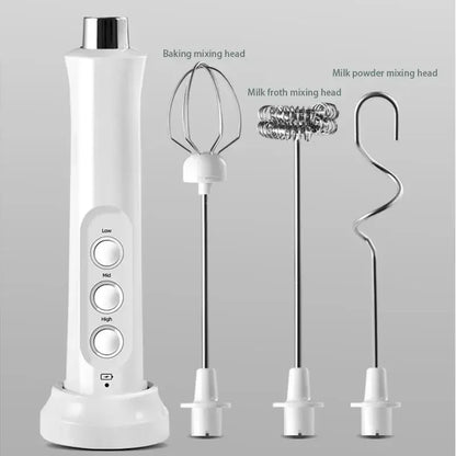 USB Handheld Milk Frother – Wireless 3-Speed Foamer for Lattes e More