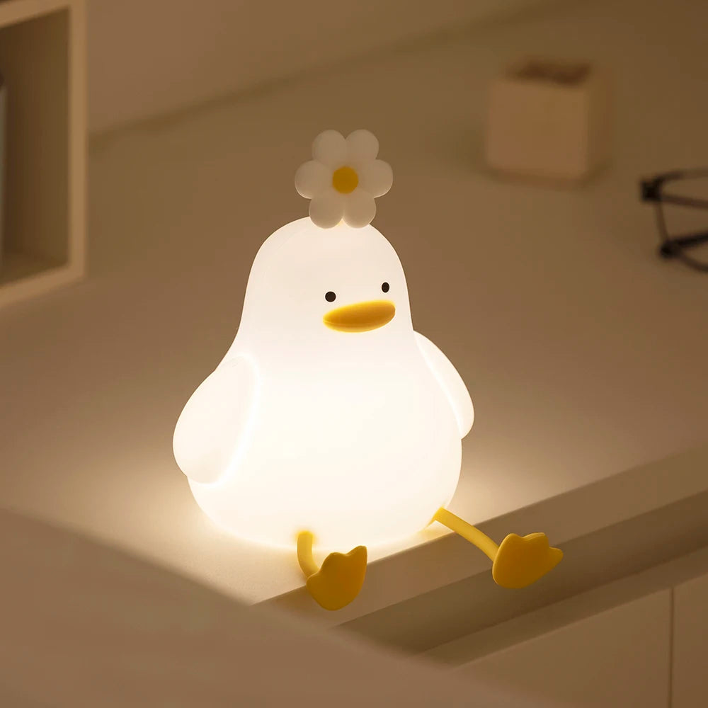 Cute Duck LED Night Light – USB Rechargeable Touch Lamp