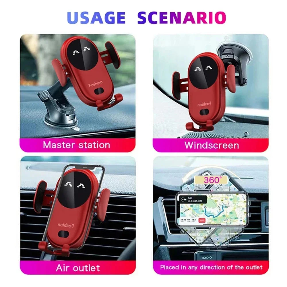 Fast Wireless Charging Car Mount - Automatic Clamping Phone Holder